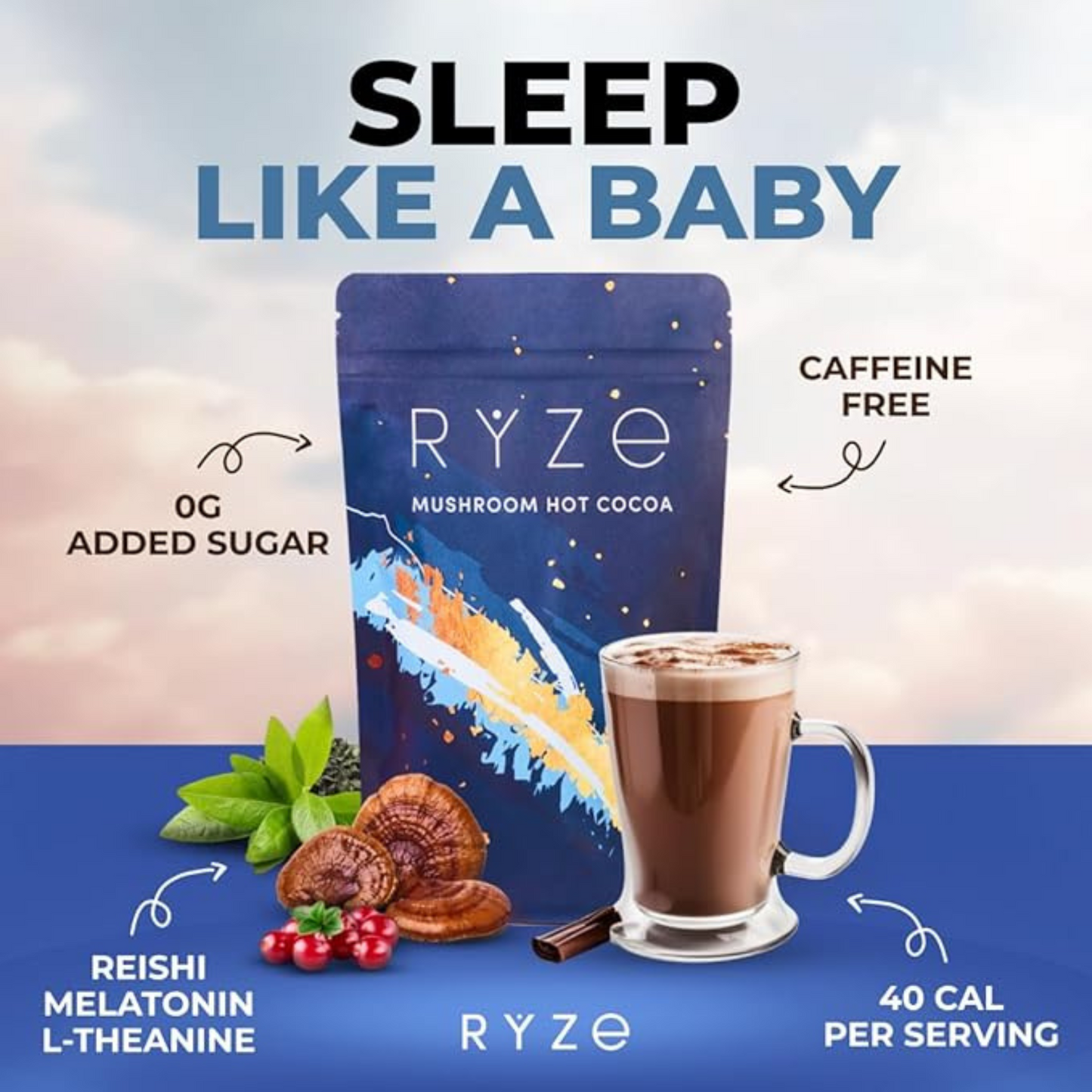 RYZE Sleep Cocoa™ – Relaxing Mushroom Blend for Deep Rest