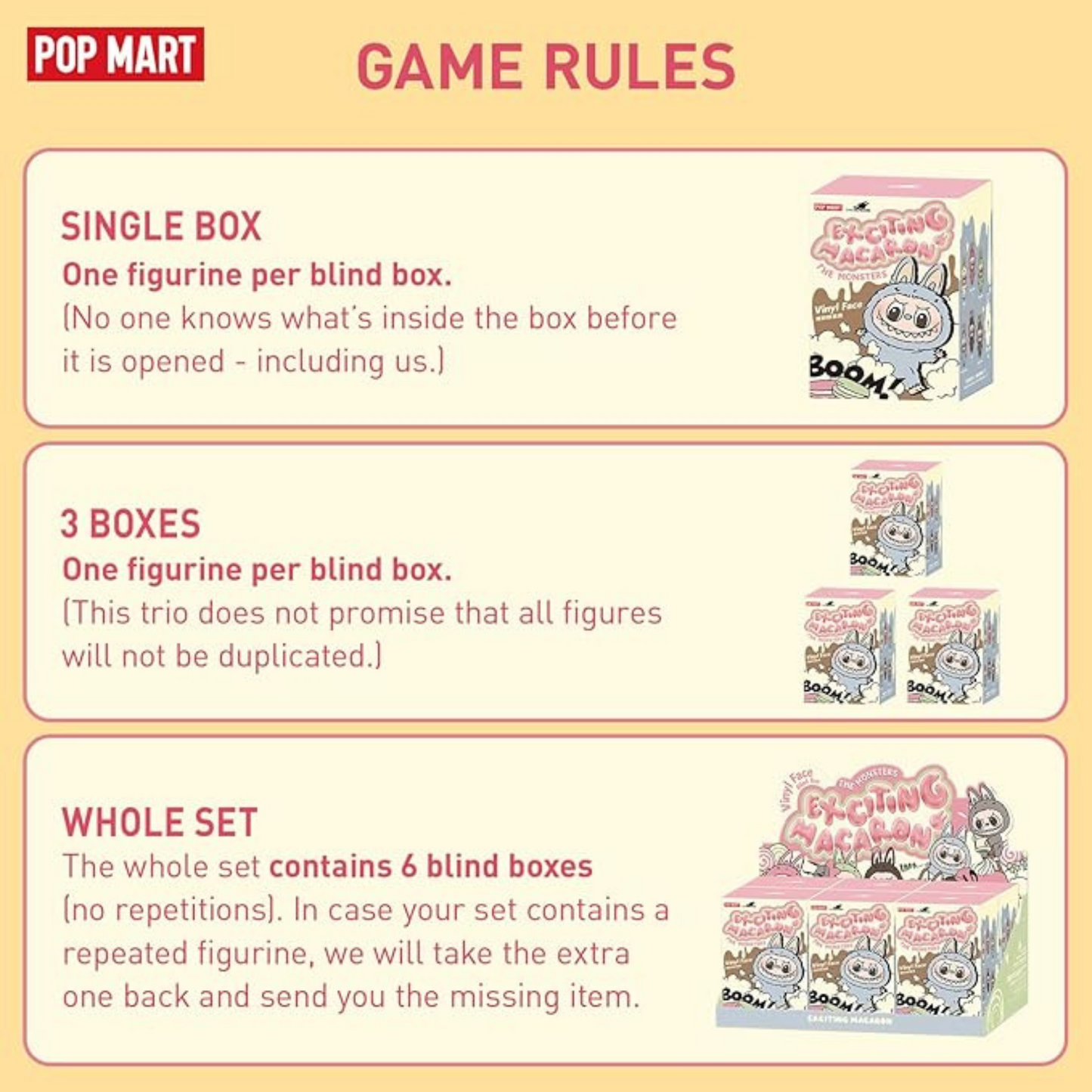 POP MART The Monsters – Tasty Macarons Vinyl Face Blind Box (Random Design, 1 Fig per Box)