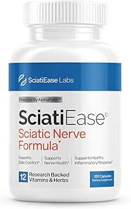 SciatiEase Sciatic Nerve Health Support Supplement - Nerve Support Formula with AlphaPalm, Pea, Vitamin B Complex, Alpha Lipoic Acid 300mg - 120 Capsules