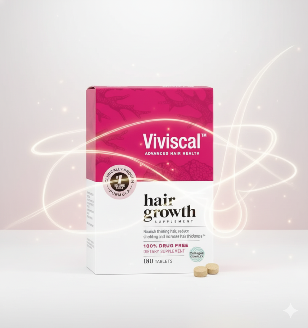 Viviscal Hair Growth Supplements for Women, Thicker Fuller Hair Support for Thinning Hair and Hair Loss, with Biotin and Marine Collagen, Drug-Free, 180 Tablets, 90-Day Supply