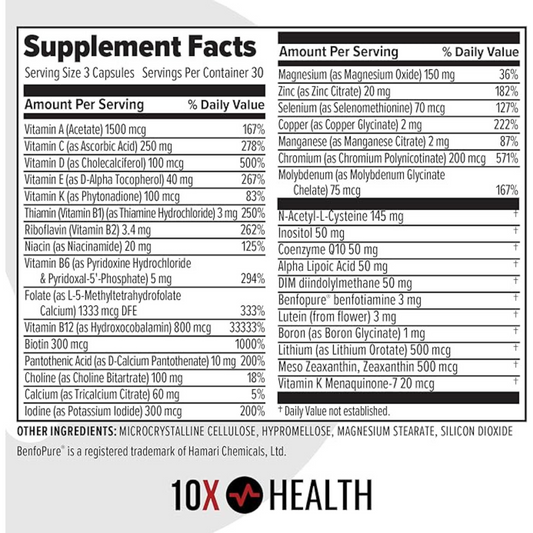 10X Optimize+ – Advanced 34-in-1 Methylated Multivitamin for Men & Women