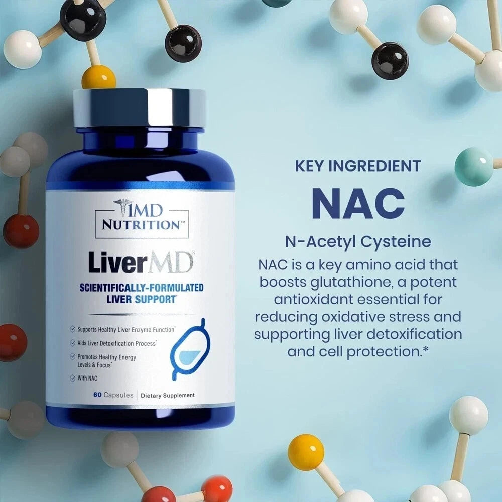 1MD Nutrition LiverMD Support Healthy Liver 60 Caplets Scientifically-formulated