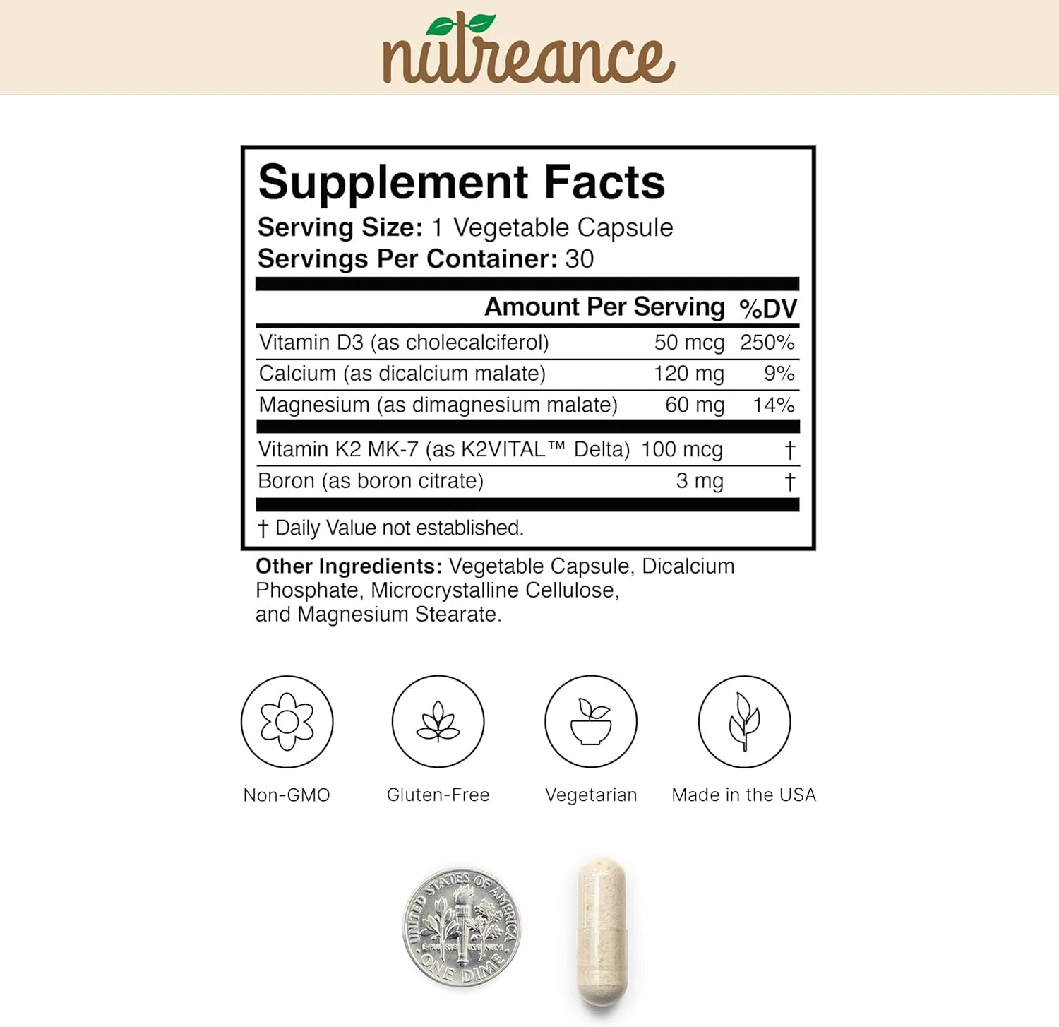 Natural Bone Support Supplement - Non-Gmo, Gluten-Free