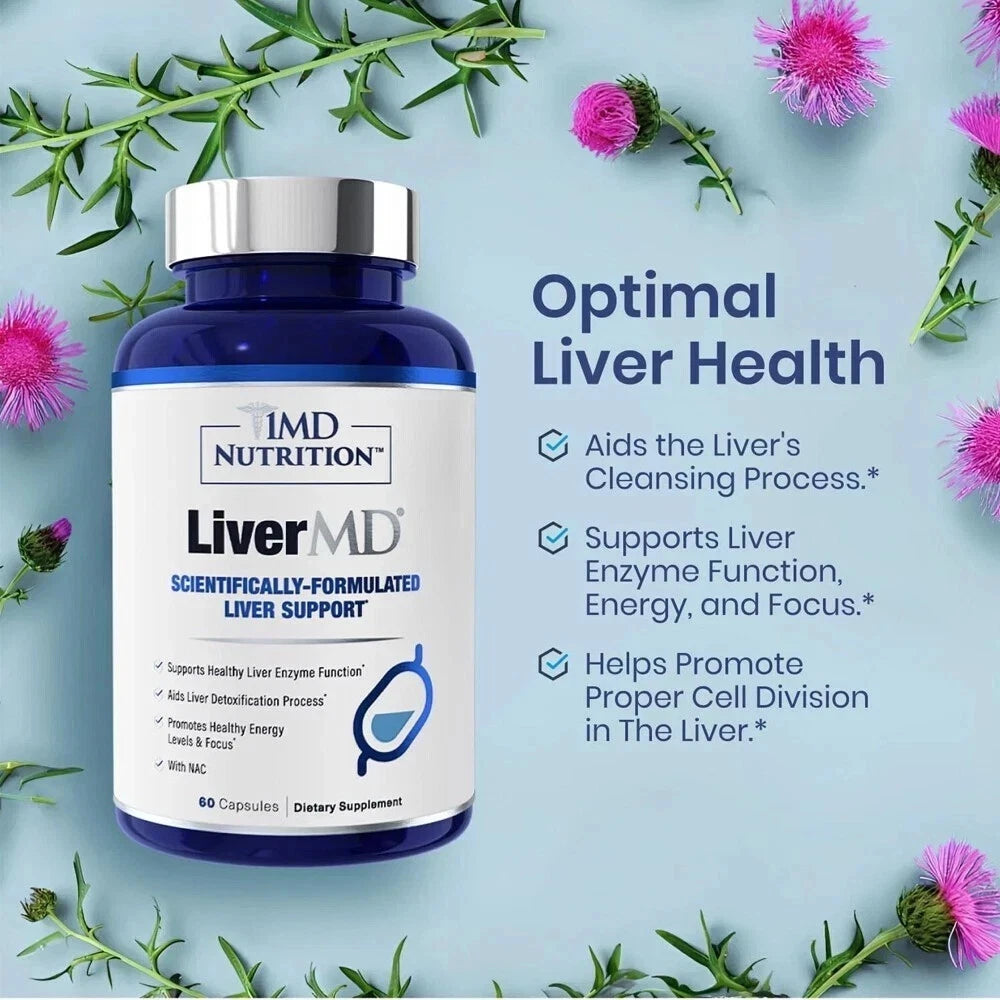 1MD Nutrition LiverMD Support Healthy Liver 60 Caplets Scientifically-formulated