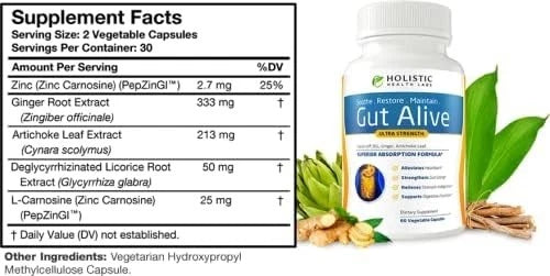 Gut Alive 60 Capsules - Natural Gut Lining Support Supplement EXP 08/2027