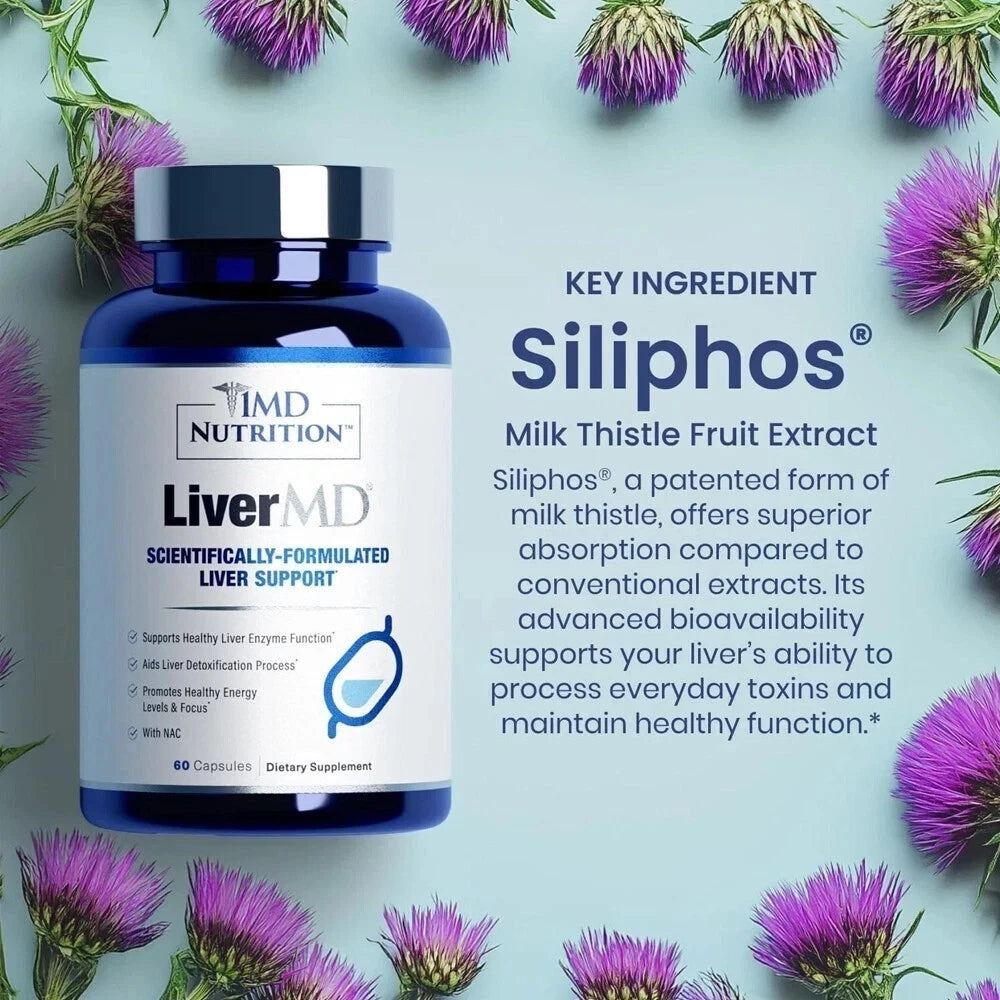 1MD Nutrition LiverMD Support Healthy Liver 60 Caplets Scientifically-formulated