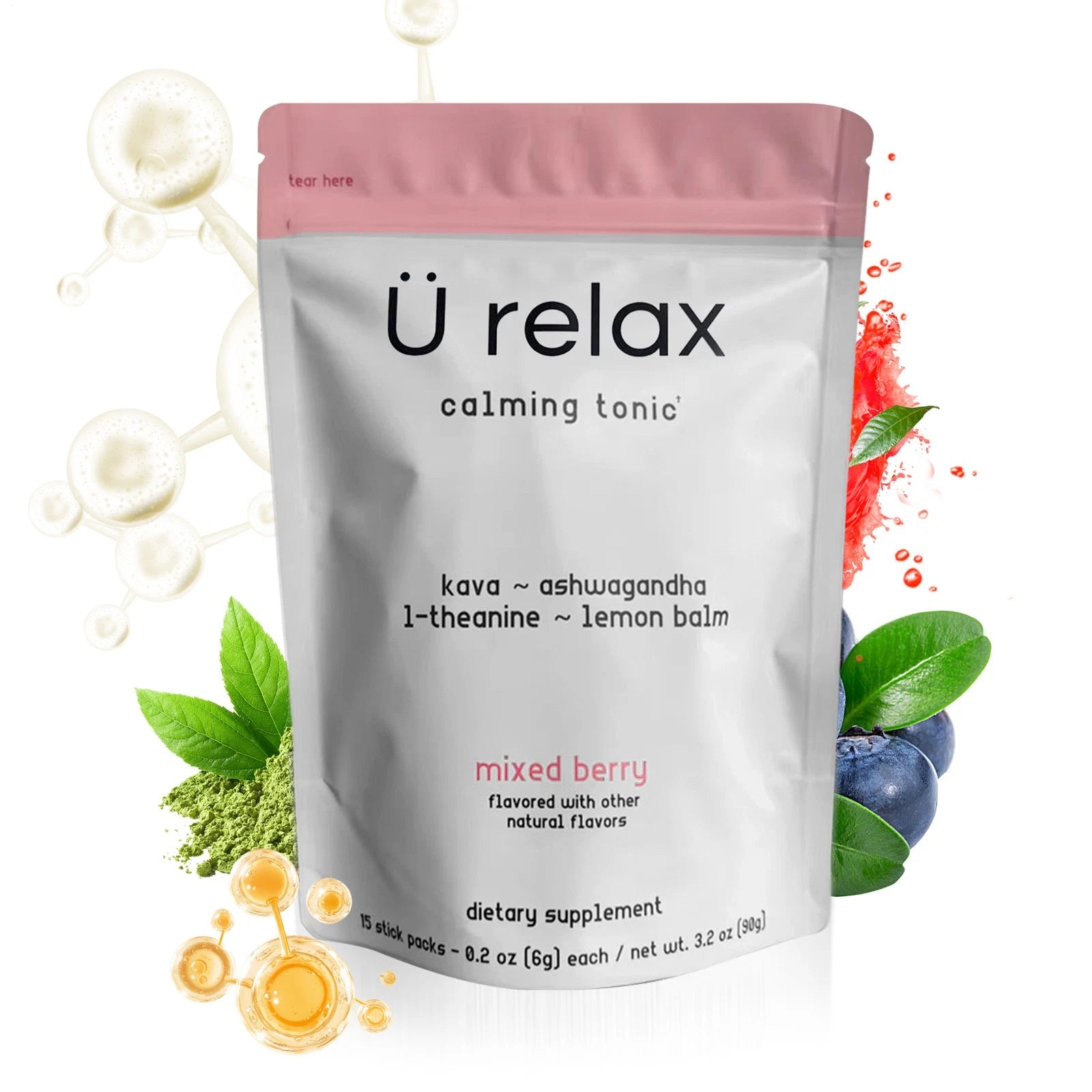 U Relax Calming Tonic- 15 Packets MIXED BERRY Flavor Relax Calming Drink