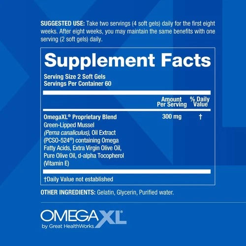OmegaXL Joint Support Supplement - Natural Muscle 120 Count (Pack of 1)